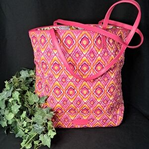 Vera Bradley Pink and Yellow Geometric Tote Bag